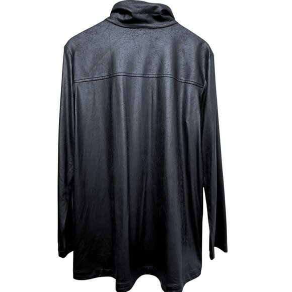 Elliott Lauren Womens Jacket Size XL Black Zip Front Stretch Light Faux Leather - Picture 2 of 14